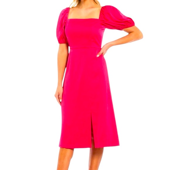 Sachin + Babi Dresses & Skirts - Sachin + Babi Blake Square Neck Pink Puff Sleeve Midi Dress